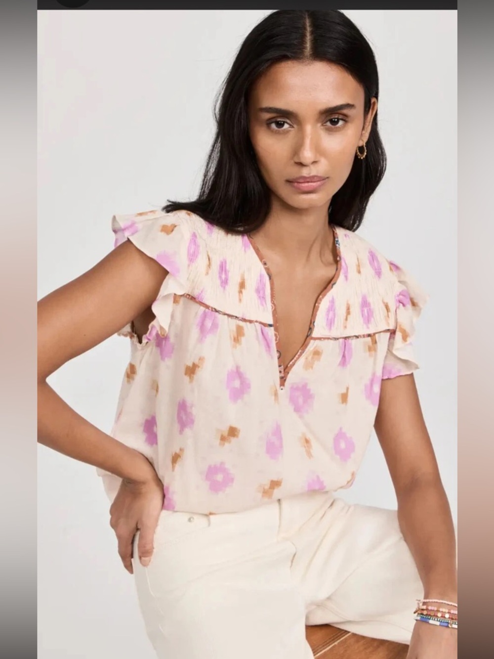 XiRENA Brenn lilac gauze cotton blouse size XS